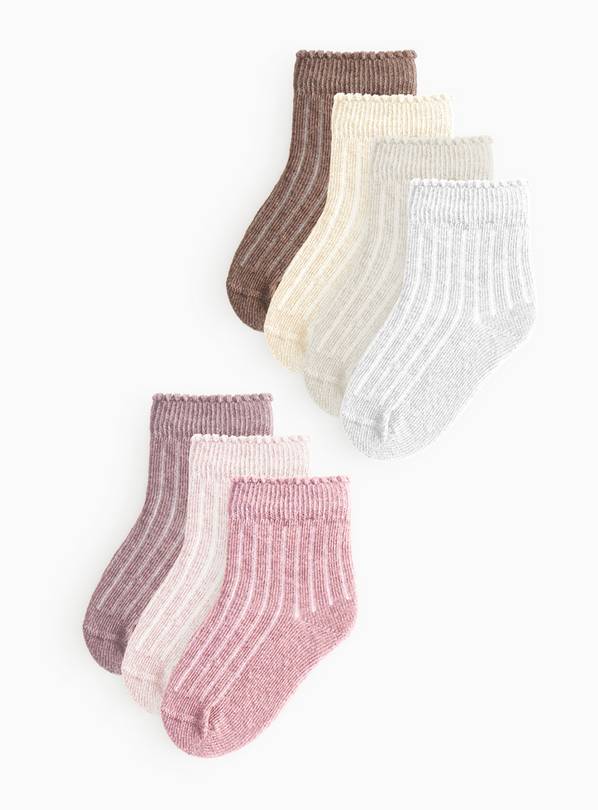 Plain Soft Striped Socks 7 Pack 12-24 months